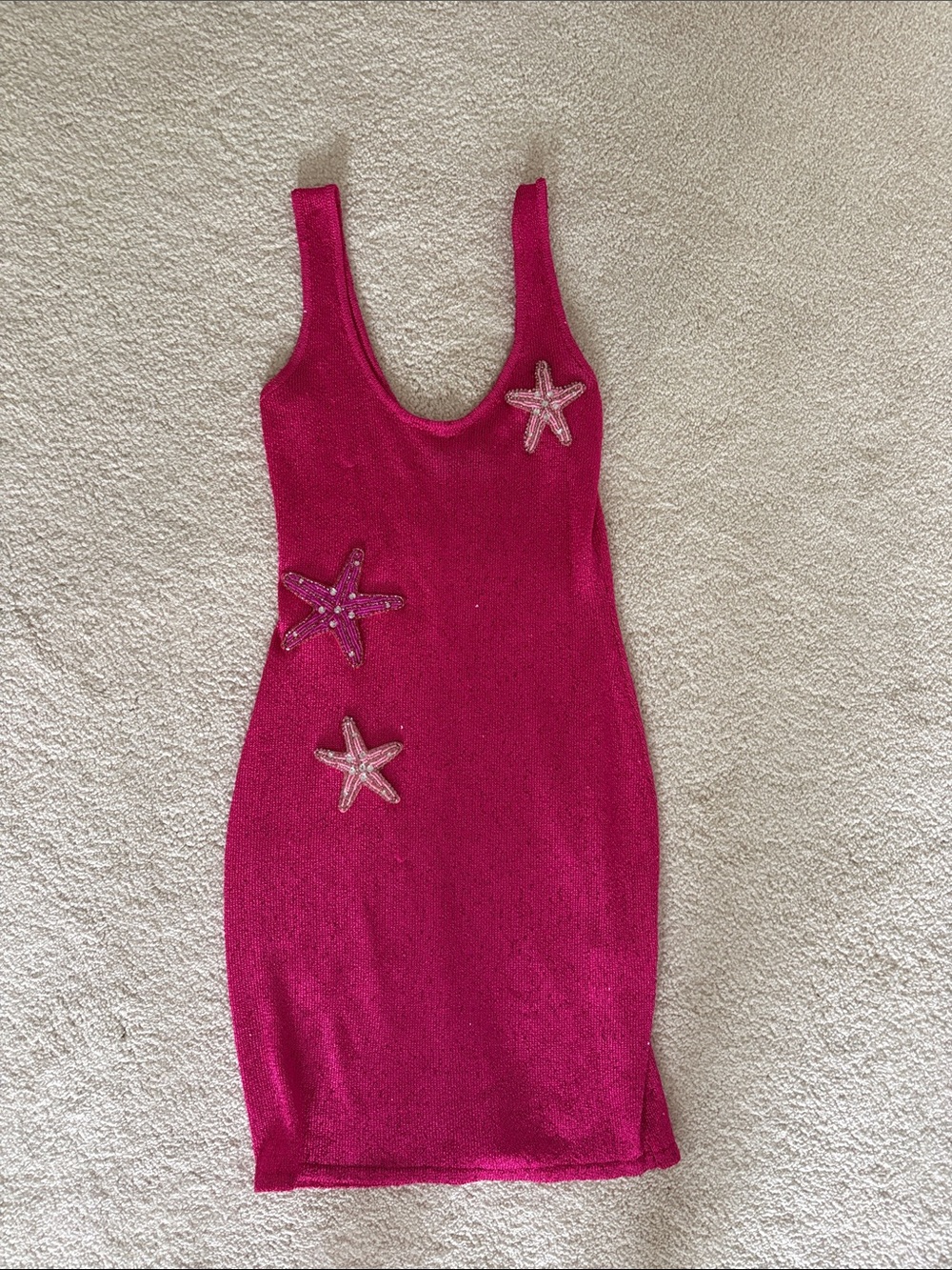 White Fox Boutique Hot Pink Starfish Embellished Mini Dress